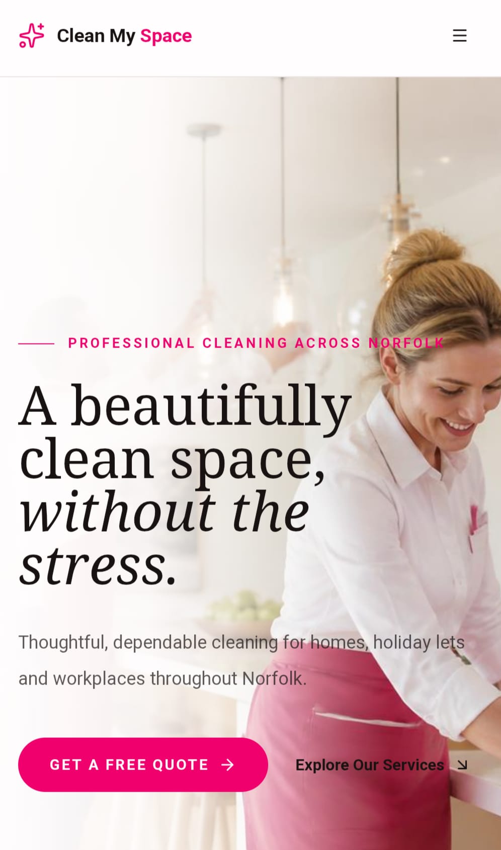Clean My Space website design preview