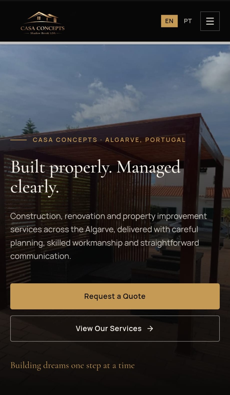 Casa Concepts website design